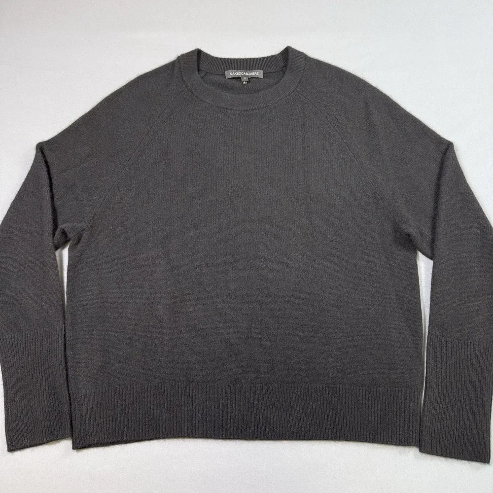 NAKED CASHMERE KAIA CREWNECK CASHMERE SWEATER Womens Medium‎ Black Quiet Luxury